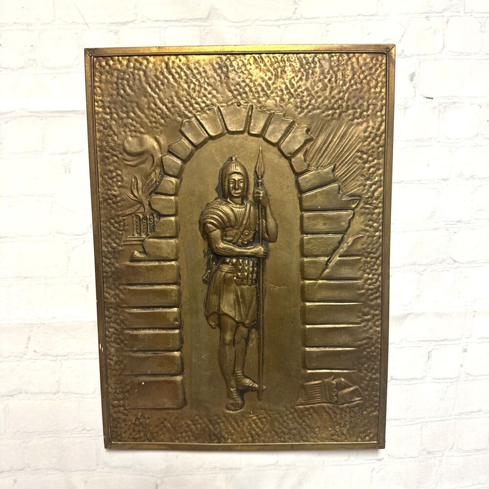 Hammered copper Roman Solider Warrior wall decor plaque portrait picture